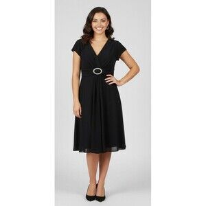 R&M Richards Black Shift sz 14 Rhinestone Buckle Elegant Classic Cocktail